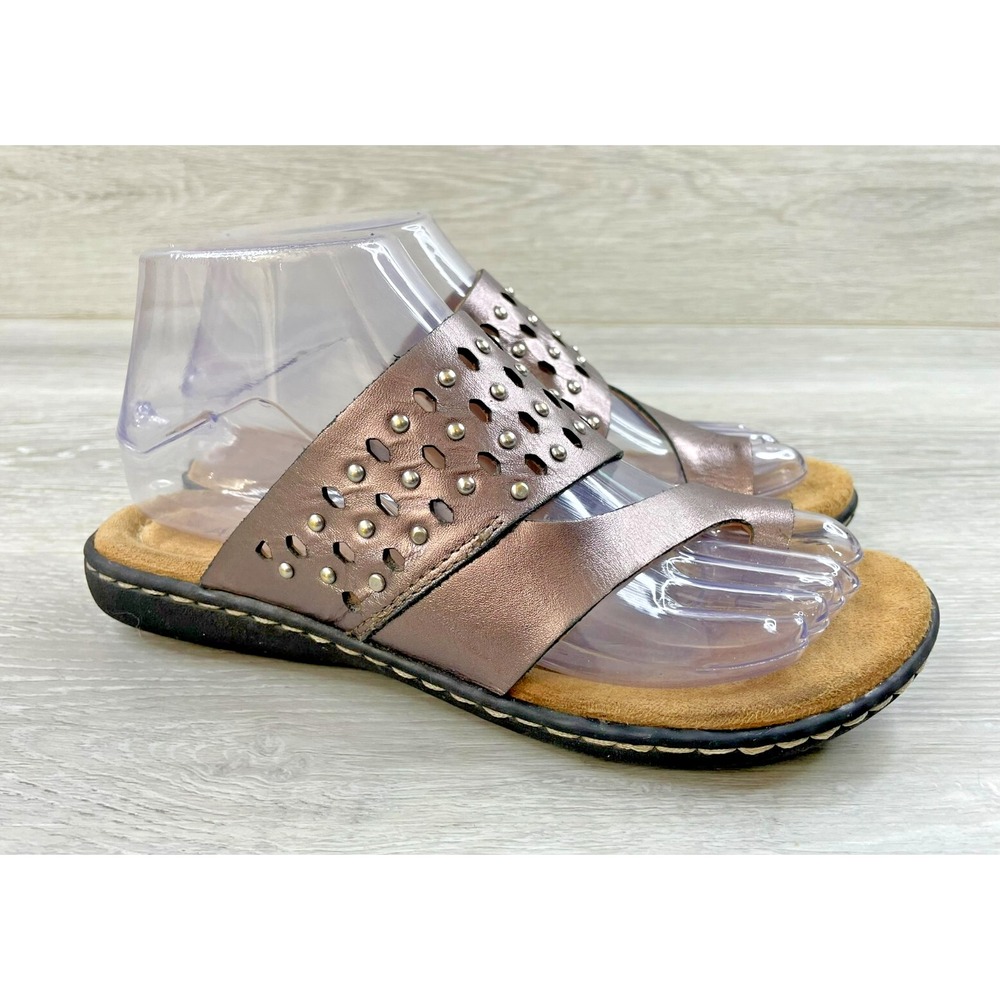 Array Women's Sandal‎ Metallic Brown Leather 6.5 Comfort Slip-On Comfort Shoes